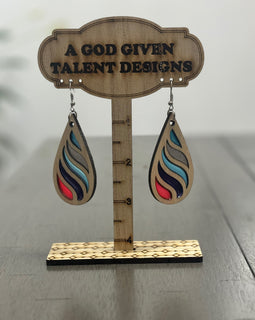 Color In the Lines Wooden Earrings