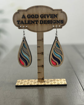 Color In the Lines Wooden Earrings