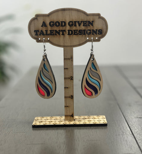 Color In the Lines Wooden Earrings