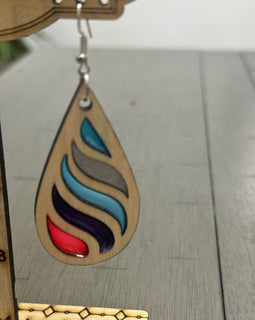 Color In the Lines Wooden Earrings