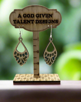 Blue and Gold Wooden Earrings