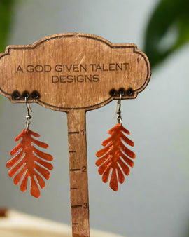 Red Leaf Resin Earrings